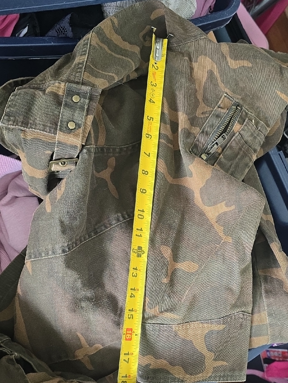 Vintage Camo Military Jacket Heavy Denim - L - Picture 10 of 11
